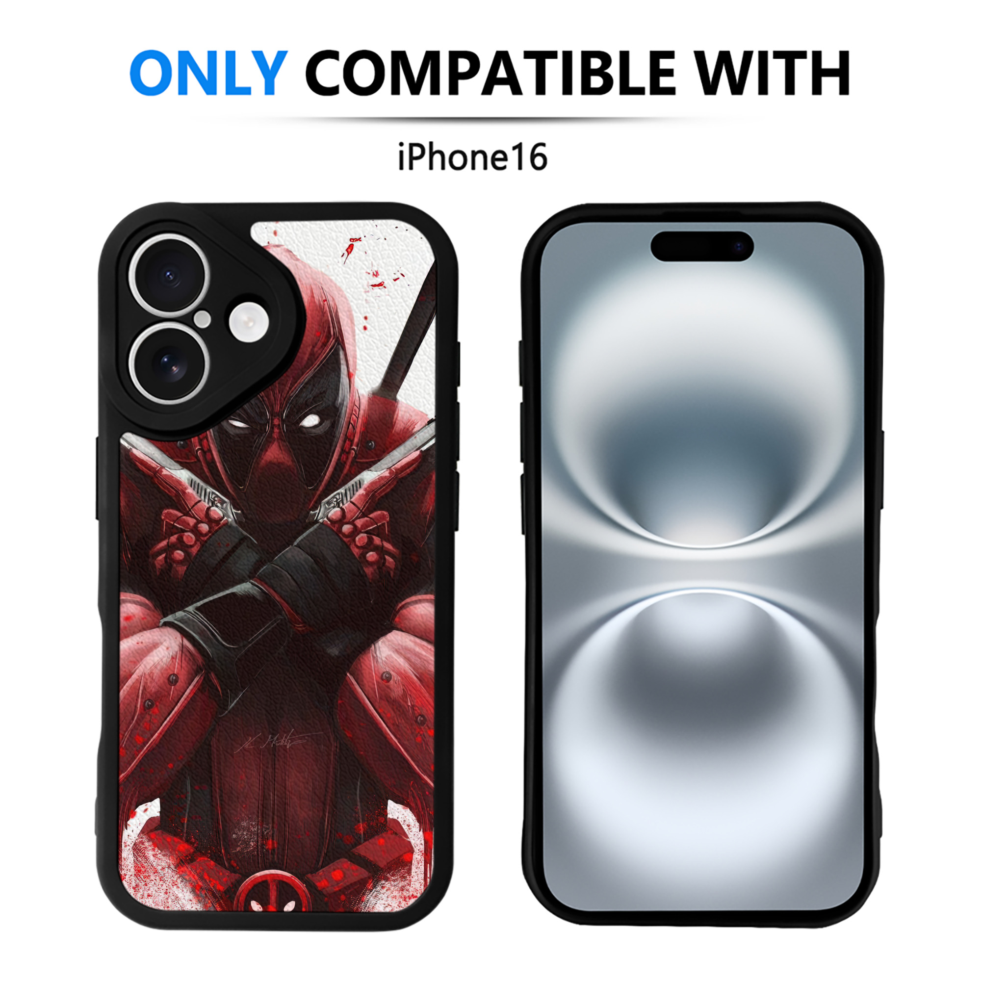 （画像用） Deadpool デッドプール 【iPhone 16シリーズ対応】シリコンスマホケース（レザー調） 材質：シリコン